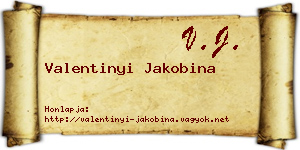 Valentinyi Jakobina névjegykártya